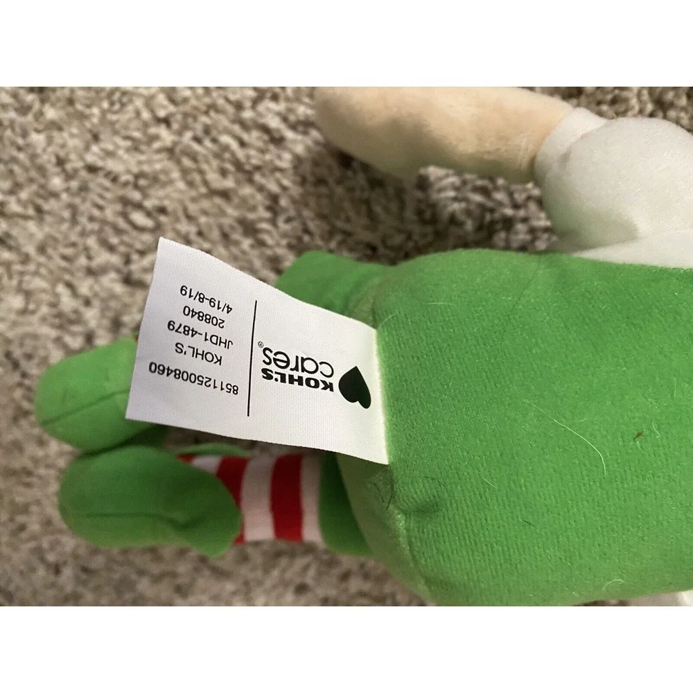 Kohls Cares Christmas Elf Plush Green Red White Striped Holiday Stuffed Toy